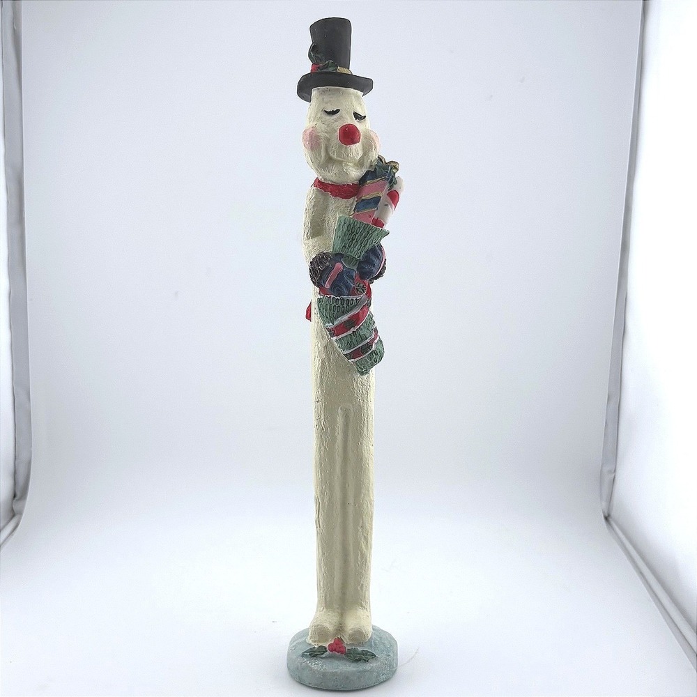 Tall Slender Snowman Figurine Christmas Holiday‎ Decor Resin Folk Art 12 Inch